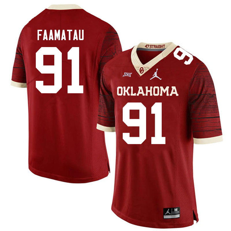 Men #91 Dillon Faamatau Oklahoma Sooners Jordan Brand Limited College Football Jerseys Sale-Crimson